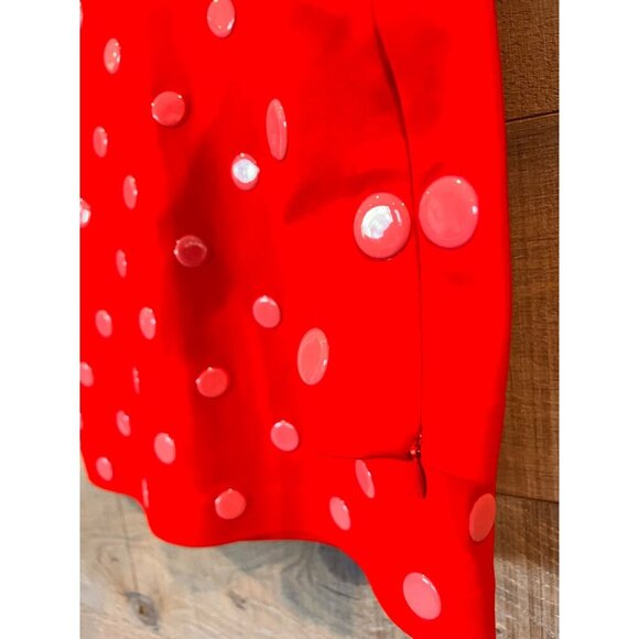 NWOT AREA POLKA DOT LONG SLEEVE MINI RED DRESS SIZE S - Picture 7 of 14